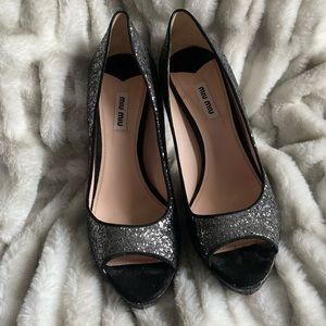 Miu Miu Dark Gray Sparkle Heel